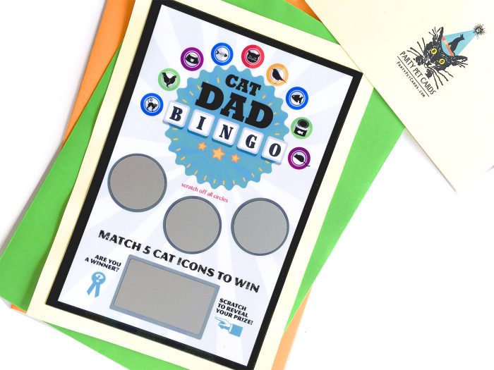 Cat Dad Scratch-Off Bingo Card