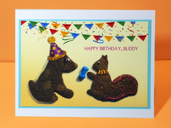 Happy Birthday, Buddy - Dog and Squirrel Greeting Card